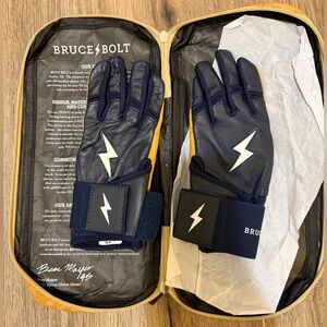 BRUCE BOLT Kids Navy Batting Long Cuff Batting Gloves
